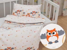 Biante Detské bavlnené posteľné obliečky do postieľky Sandra SA-592 Baby sovy oranžové Do postieľky 90x140 a 50x70 cm