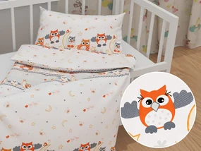 Biante Detské bavlnené posteľné obliečky do postieľky Sandra SA-592 Baby sovy oranžové Do postieľky 90x140 a 50x70 cm