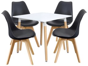 Jedálenský stôl 80x80 UNO biely + 4 stoličky QUATRO čierne