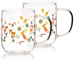 4Home Sklenený hrnček Hot&Cool Christmas time 350 ml, 2 ks