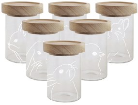 Eulenschnitt Sklenená dóza s vekom Mini Glass/Oak Easter – set 6 ks