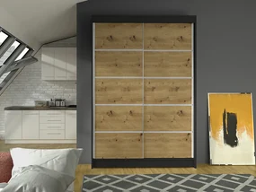 Šatníková skriňa Lawana 4 (čierna + artisan). Vlastná spoľahlivá doprava až k Vám domov. 1069213