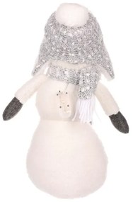 Vianočná dekorácia Snehuliak s LED hviezdami, v. 40 cm, biela
