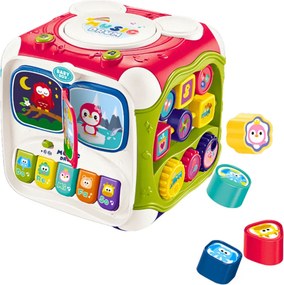 LEAN Toys Veľká multifunkčná vzdelávacia kocka s klavírom triedičkou a bubienkom