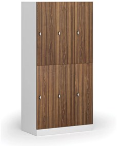 Šatníková skrinka s úložnými boxmi, 6 boxov, 1850 x 900 x 500 mm, otočný zámok, laminované dvere, orech