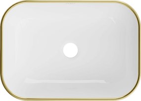 Mexen Rita, umývadlo na dosku 45x32x14 cm, biela lesklá-zlatý vzor, 21084509
