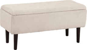 HOMCOM Úložná lavica do spálne s kapacitou 47 L s otváracím vrchom a drevenými nohami, nosnosť 120 kg, 95x38x45 cm, Béžová | Aosom