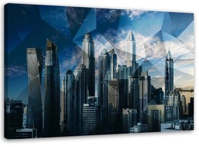 Obraz na plátně Geometrická modrá barva města - 90x60 cm