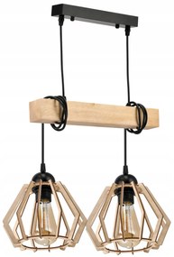 BERGE LED závesné stropné svietidlo, drevený trám, 2xE27, brilantný drevený luster