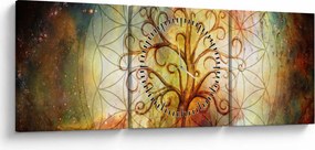 Abstraktný obraz stromu (s hodinami) (90x30 cm)
