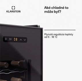 Klarstein Silent Vino 12 Uno, chladnička na víno, 31 l / 12 fliaš, 5-18 °C, dotykové