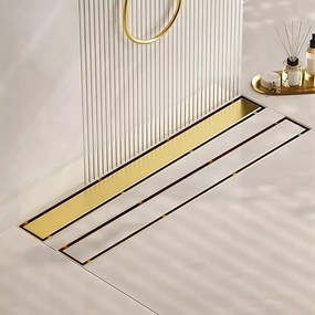 Rea Neox Pro, odtokový žľab 90 cm s rotačným sifónom, zlatá matná, REA-G2739