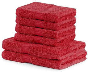 Sada 2 osušek a 4 ručníků DecoKing Bella červených