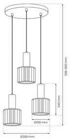 Závesné svietidlo Cristal, 3x transparentné krištáľové tienidlo, b/g, o