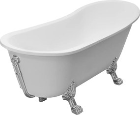 Besco Akrylátová voľne stojaca vaňa Olaya 160x68 s prepadom BESCO-Typ výpuste: Click-Clack s prepadom, chróm, BESCO-Nôžky: Biela