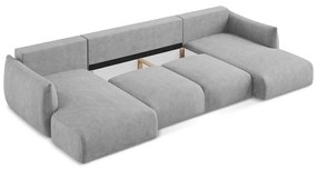 Svetlosivá ženilková rozkladacia rohová pohovka (do tvaru "U") Leila – Makamii