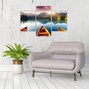Obraz - Jazero s loďkami (90x60 cm)