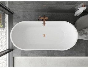 Mexen Montana, voľne stojaca vaňa 180 x 80 cm, biela, medený prepad, 52011808000-65