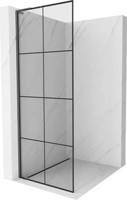 Mexen Kioto L, sprchová zástena Walk-In 80 x 200 cm, 8mm číre sklo čierny vzor, grafitový profil, 800-080-103-66-77