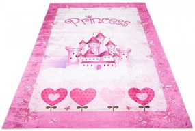 Dievčenský koberec s motívom zámku pre princezné Šírka: 80 cm | Dĺžka: 150 cm