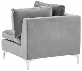 Ľavá rohová 5 miestna modulárna zamatová pohovka s taburetom sivá EVJA Beliani