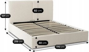 Posteľ 160x200 MARSEILLA s úložným priestorom krémová buklé