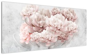 Obraz - Ružové kvety na stene (120x50 cm)