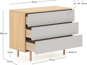 Sivá/v prírodnej farbe komoda v dekore jaseňa 99x78,5x42 cm Anielle – Kave Home