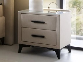 Nočný stolík s 2 zásuvkami Joy, svetlo béžová látka