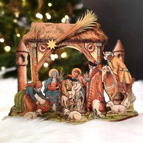 AMADEA Drevený skladací betlehem 3D 24 cm