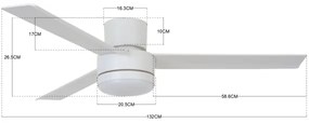 BAYSIDE 213036 - LED Stropný ventilátor LAGOON GX53/17W/230V biela + DO