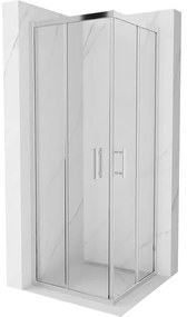 Mexen Rio, štvorcový sprchovací kút s posuvnými dverami 70(dvere) x 70(dvere) x 190 cm, 6mm číre sklo, chrómový profil, 860-070-070-01-00