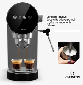 Klarstein Furore, pákový kávovar, 1380 W, 20 bar, digitálny displej, 2 šálky, kompaktný, nehrdzavejúca oceľ