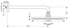 Hansgrohe Raindance S, hlavová sprcha 300 1jet EcoSmart so sprchovým ramenom, chrómová, HAN-26601000