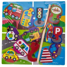 Drevené zábavné puzzle, na chytanie a vkladanie EURO BABY - doprava