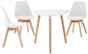 Jedálenska súprava stoličiek a stola Libanera (SET 3+1), biela