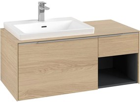 VILLEROY &amp; BOCH Subway 3.0 závesná skrinka pod umývadlo (umývadlo vľavo), 2 zásuvky + regálový prvok, 1001 x 516 x 422,5 mm, Nordic Oak, C57200VJ