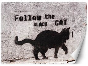 Fototapeta, Banksy Graffiti Černá kočka - 254x184 cm
