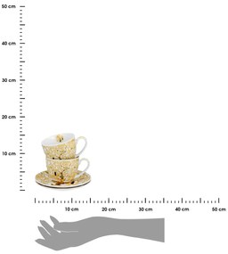 Porcelánová šálka s podšálkou Klimt Ecru Tree Of Life 250 ml sada 2ks