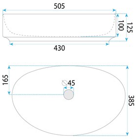 Rea Sabina 50, umývadlo na dosku 500x385x120 mm, biela lesklá, REA-U6364