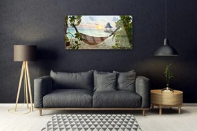 Obraz na skle Pláž hamaka more krajina 140x70 cm
