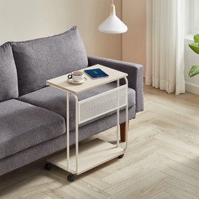 Príručný stolík na kolieskach MIREZO 55x33cm, béžový