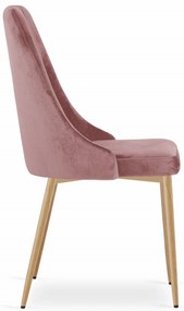 Stolička IMOLA - ružový zamat / nohy vo farbe dreva x 3 9401 71 00 00