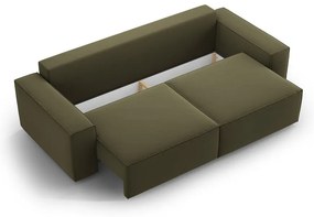 Zelená zamatová rozkladacia/s úložným priestorom pohovka 247 cm Jodie – Micadoni