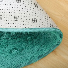 Protišmykový koberec SHAGGY modrý kruh