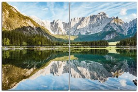Obraz na plátne - Alpské štíty odrážajúce sa v pokojnom jazere 1157E (120x80 cm)