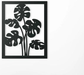 drevko Drevený obraz Listy kvetu Monstera deliciosa Rozmer obrazu: 41,5 x 32,5 cm, Farba dekorácie: Čierna