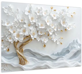 Sklenený obraz – 3D elegantný strom života (70x50 cm)