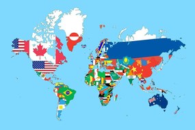 Obraz mapa sveta s vlajkami Varianta: 120x80
