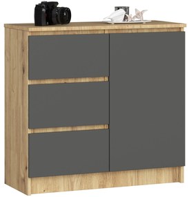 Komoda Komeito (dub artisan + grafit). Akcia -18%. Vlastná spoľahlivá doprava až k Vám domov. 1117221
